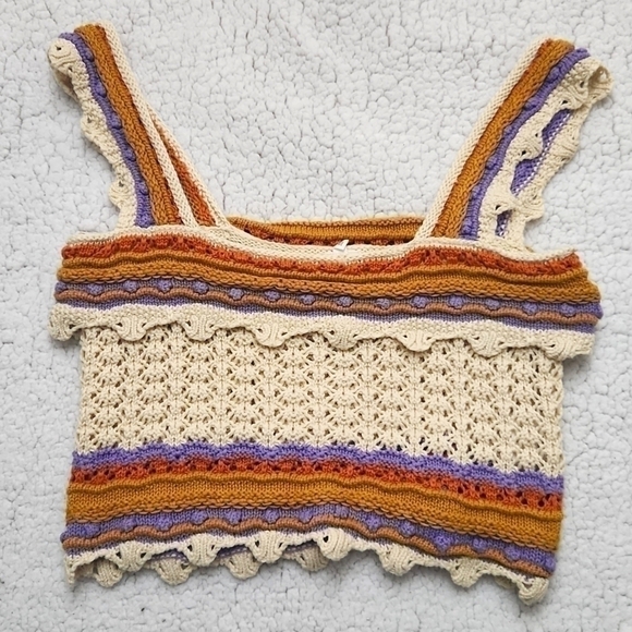 Boho Crochet Crop Top Y2k Blokecore Sexy Flirty Artsy Coquette feminine Beach - Picture 10 of 10